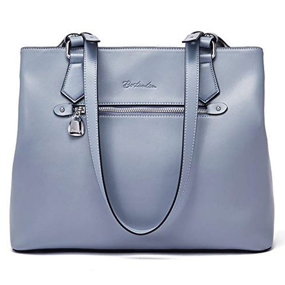 Bostanten Women's Light Blue Genuine Leather Handbag Purse - EUC
